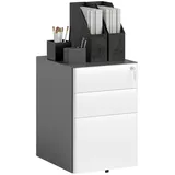 Vinsetto Rollcontainer, mobiler Aktenschrank mit 3 Schubladen, abschließbarer Büroschrank mit Hängeregistratur, Aufbewahrung, Stahl, 39 x 48 x 59
