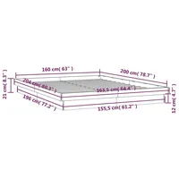 vidaXL Massivholzbett mit LEDs 160x200 cm