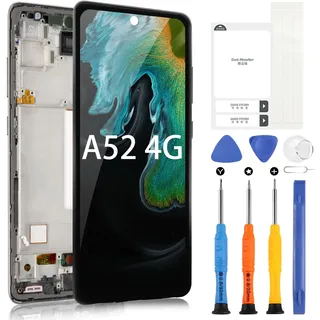 ARSSLY LCD-Display für Samsung Galaxy A52 4G A525 SM-A525F A525F/DS SM-A525M A525M/DS LCD-Display Touchscreen Ersatz Digitizer Assembly mit Werkzeugen (Schwarz mit Rahmen, Incell)
