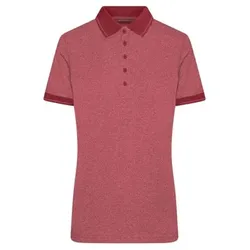 Damen Melange Poloshirt JN705, wein-rot-melange/wein-rot, Größe XXL - rot - XXL