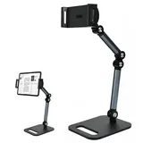 Dtenlur Tablet Ständer HöhenverstellbarTablet-Halterung, 360° Rotation Mehrgelenkig Tablethalterungen mit Schraubenschlüssel Tablet-ständer Kompatibel mit 4-12,9 Zoll iPad, Tablets, Smartphones