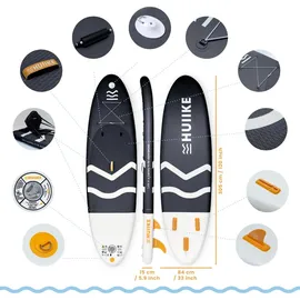 huiike Stand Up Paddling Board 305 x 84 x 15 cm schwarz