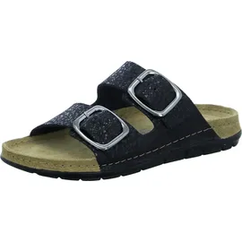 ROHDE Damen Pantolette Leder Schnalle Muster schimmernd Rodigo-D 5857, Größe:39 EU,