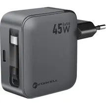 forcell GaN III VT-R5 45W USB-C PD QC Kabel, | Schwarz