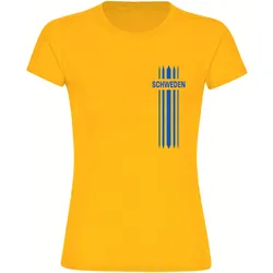 multifanshop Damen T-Shirt - Schweden - Streifen - Druck blau - Frauen