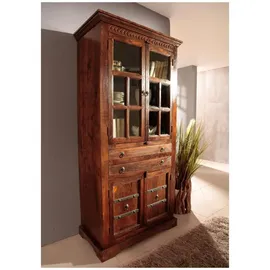 Massivmoebel24 Vitrine Akazie 95 x 50 x 195 cm Braun
