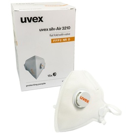 Uvex Atemschutzmaske silv-Air classic 3210 FFP2 mit Ventil, Mundschutz, Staubmaske, Verpackungseinheit:15 Stück