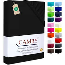 Camry Spannbettlaken Jersey-Baumwolle 90 x 100 - 100 x 200 cm schwarz