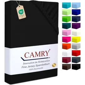 Camry Spannbettlaken Jersey-Baumwolle 90 x 100 - 100 x 200 cm schwarz