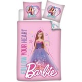 Carbotex Barbie Baby Bettwäsche Wendebettwäsche rosa 100 x 135 cm