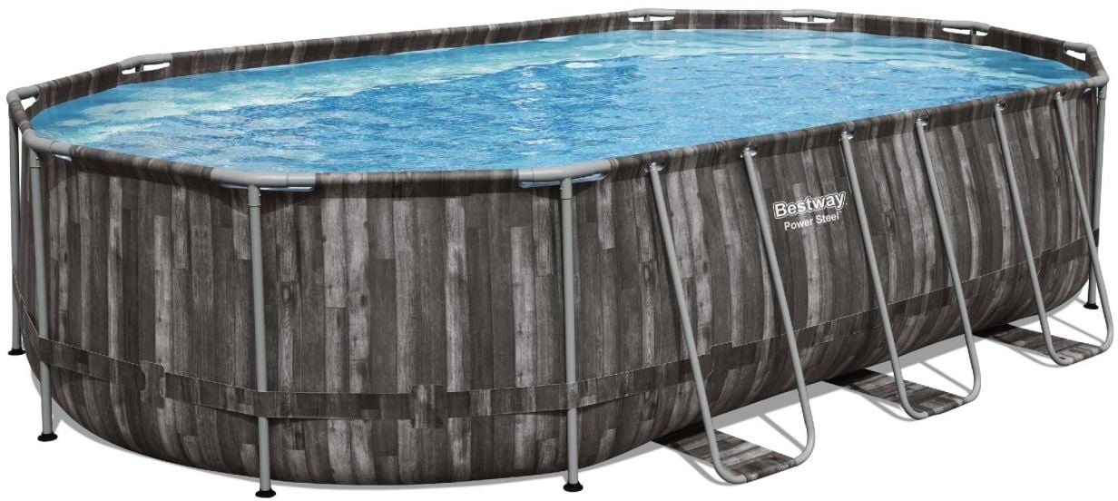 Bestway Power Steel Frame Pool Komplett-Set oval 610 x 366 x 122 cm