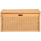 Krines Home Wäschetruhe Korb mit Deckel Rattan geflochten Regalkorb Schrankkorb Aufbewahrung, 68 cm Breit, mit Klappdeckel beige