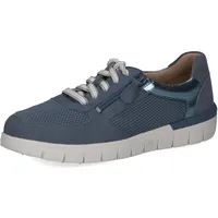 CAPRICE Damen Sneaker flach aus Leder mit Reißverschluss Schuhweite H Mehrweite, Blau (Blue Suede Co.), 39