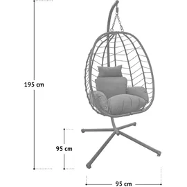 Svita Shelly Hängesessel mit Gestell Hängestuhl Hängesitz Hängekorb Natur
