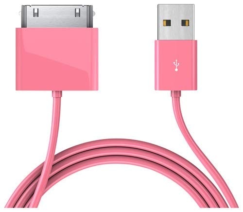 USB-Datenkabel / Ladekabel für Apple iPhone 4 / 4S / 3G / 3GS / Apple iPad 1st / 2nd / 3rd / iPod 5. / 5. / 5. / 6. Generation, 1 m, extra lang, Pink