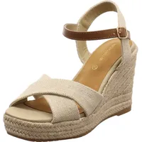 Tom Tailor Damen 5390900013 Keilsandale, beige, 38 EU - 38 EU