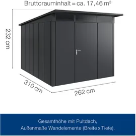 hörmann stauraumsysteme Juno Gerätehaus 2,62 x 3,10 m Anthrazitgrau
