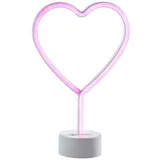 CASANOVA casa NOVA LED-Tischlampe HERZ, H 29,5 cm - Pink - Silbergrau - Kunststoff - Batteriebetrieben - mit USB-Kabel