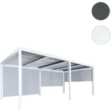 Alu Pergola HWC-L41 mit 3x Seitenwand, Lamellen-Pavillon, stabiles 8cm-Metall-Gestell 3x6m ~ wei√ü