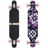 Flex3 bis 68kg - Camber Longboard (Flex3 bis 68kg, lila Blume LED - Ahornholz)