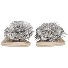 LAZAMANI Pantoletten Pantoletten Leder/Textil | Silber - 41