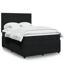 vidaXL Boxspringbett mit Matratze Schwarz 140x200 cm Samt