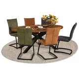 omg design Freischwinger OMG DESIGN "Amara", braun (cognac, schwarz), B:47cm H:97cm T:64cm, Stühle, Freischwinger, Esszimmerstuhl, Küchenstuhl, pflegeleichter Bezug