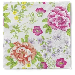 Sovie HOME Serviette Enna aus Tissue 33 x 33 cm, 20 Stück - Frühling Sommer Blumen