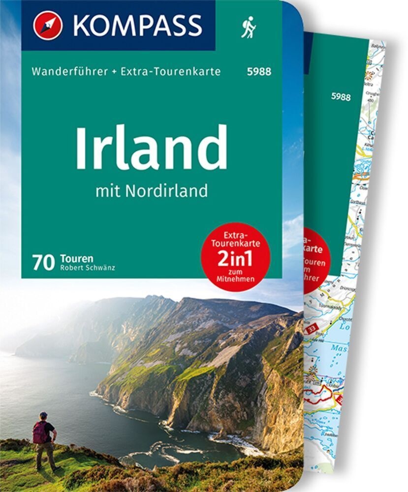 Kompass Wanderführer Irland Mit Nordirland  70 Touren Mit Extra-Tourenkarte - Robert Schwänz  Kartoniert (TB)