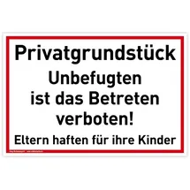 König Werbeanlagen Schild Privatgrundstück 30 x 20 cm Weiß