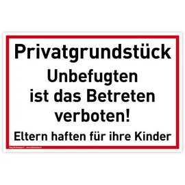 König Werbeanlagen Schild Privatgrundstück 30 x 20 cm Weiß