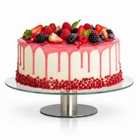 Relaxdays Tortenplatte drehbar, Standfuß, Kuchenplatte zum Dekorieren, Torten Drehteller für Kuchen, Ø 30cm, transparent, 1 Stück