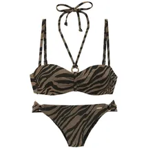Bruno Banani Bügel-Bandeau-Bikini Damen Schwarz/Gold 42 Cup A