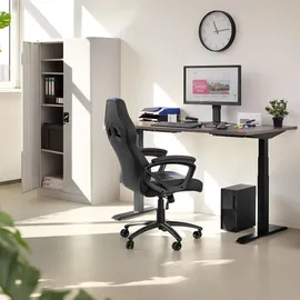 Tectake Büroschrank Stahl 180 x 90 x 40 cm grau abschließbar