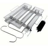 Kaltraucherzeuger aus Edelstahl mit 2 Fleischhaken + 1 Reinigungsbürste – Räucherofen für Barbecues, Grills, wiederverwendbare Räucheröfen (22,5 x