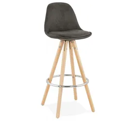 Hochstuhl und Küchenhocker aus Holz und Textilien | Mittelhoher Snackhocker für Küche und Esszimmer | Skandinavischer Vintage Stil | Kadima Design