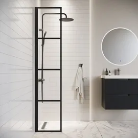 Badplaats Duschwand Essos 40 x 200cm Glas Duschabtrennung Schwarz - Walk-In Dusche Nano Duschtrennwand