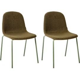 Beliani Konferenzstuhl Bouclé grün 2er Set