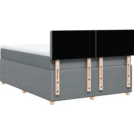 vidaXL Boxspringbett mit Matratze Hellgrau 140x200 cm Stoff