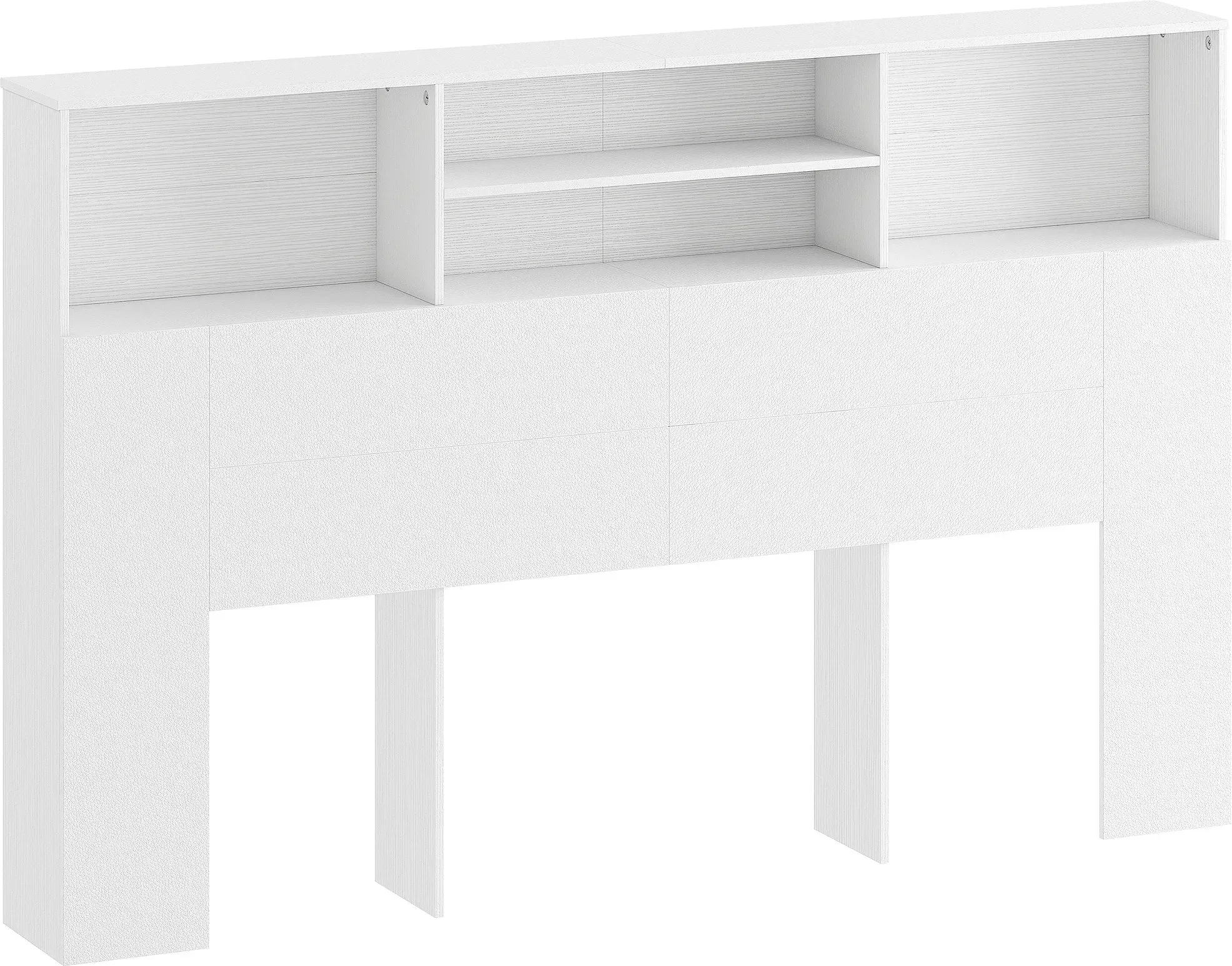HOMCOM Kopfteil zum Aufstellen 160 cm mit Stauraum, modernes Bettzubehör mit 4 offenen Fächern für Schlafzimmer, 160 x 20,2 x 108,2 cm, weiß   Aosom