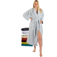 RIEMTEX Bademantel Damen und Herren flauschiger Morgenmantel Baumwolle Bamboo & Microfaser Made in Austria (Silber, XL) - XL