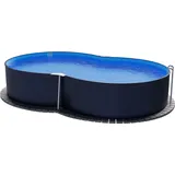 PLANET POOL Stahlwandpool achtform 650x420x120cm, Stahl 0,4mm anthrazit, Folie 0,4mm blau EINHEITSGRÖSSE