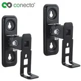 conecto CC50287 Halterung für Lautsprecher 2er-Set (1/4 Zoll oder Play1), neigbar: -50° bis +90°, schwenkbar: -60° bis +60°, Wandabstand: 86.5mm, Traglast: max. 2,0kg, schwarz