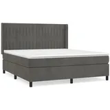 vidaXL Boxspringbett mit Matratze Dunkelgrau 160x200 cm Samt1368883