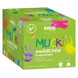Kreul Mucki - Fingerfarbe Premium Set #wildChild, 8x 150ml sortiert, 8er-Set 2305