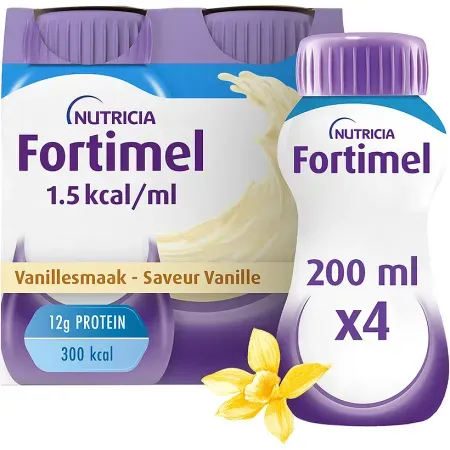 Fortimel 1,5kcal Vanillegeschmack Nahrungsergänzung Bei Mangelernährung Flaschen 4x200ml