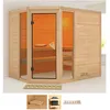 Sauna KARIBU Sina 3, beige (naturbelassen), ohne Ofen, (ohne Ofen), Saunen, ohne Ofen