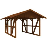 SKANHOLZ Skan Holz Carport Schwarzwald mit Dachschalung 424 x 600 cm Nuss