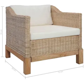 vidaXL Sessel mit Auflagen Natur Rattan