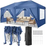 TOOLUCK Pavillon 3x6 Faltpavillon Wasserdicht Stabil Winterfest Faltbar Partyzelt mit 6 Seitenteilen Pop up Gartenpavillon UV Schutz 50+ Höhenverstellbar für Strand Hochzeit Camping, Grau